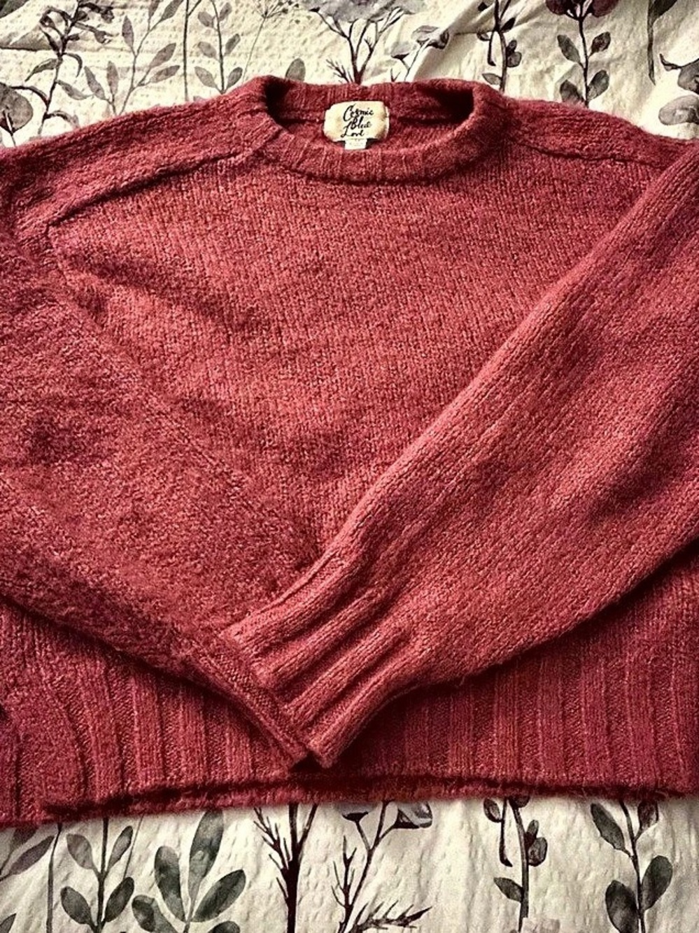Cosmic Blue Love Crewneck Sweater in Red